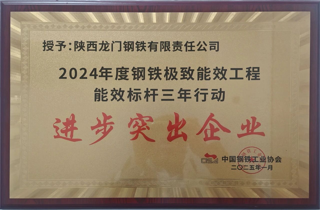 喜訊！龍鋼公司榮獲2024年度鋼鐵極致能效工程能效 標桿三年行動“進步突出企業(yè)”